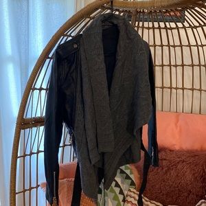 Faux leather shawl collar biker jacket